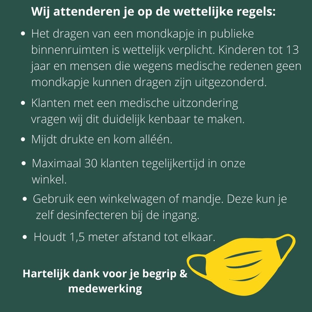Coronaregels bij Biowinkel Gouda (2) Coronaregels bij Biowinkel Gouda (2)